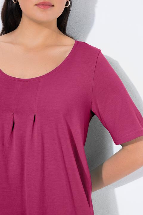 Produktbild Ulla Popken T-Shirt, Zierfalten, A-Linie, Rundhals, Halbarm, Modal (46, 48)