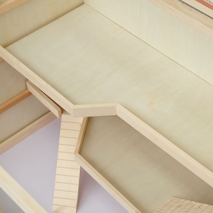 Produktbild Swisshandel24 Hamsterkäfig Nagerkäfig Kleintierstall aus Holz Mäusekäfig mit Treppen Kleintierkäfig Nagervilla Dre