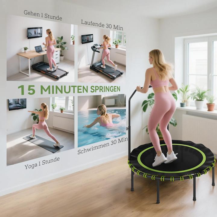 Produktbild SportNow Fitness Trampolin Stahl, Kunststoff Schwarz+Grün (114 cm)