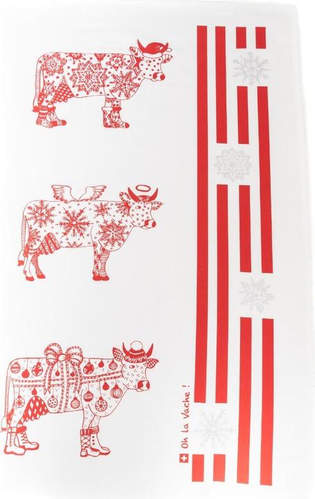Image du produit Oh la vache Torchon de Noël rouge