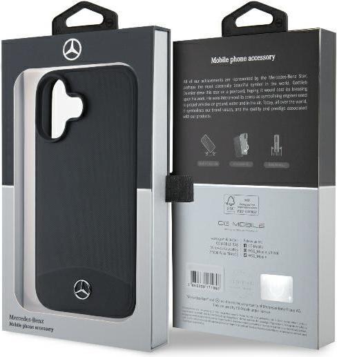 Actual product image Mercedes MEHMP16S23RBARK iPhone 16 6.1" czarny/black hardcase Textured And Plain Leather MagSafe (Apple iPhone 16)
