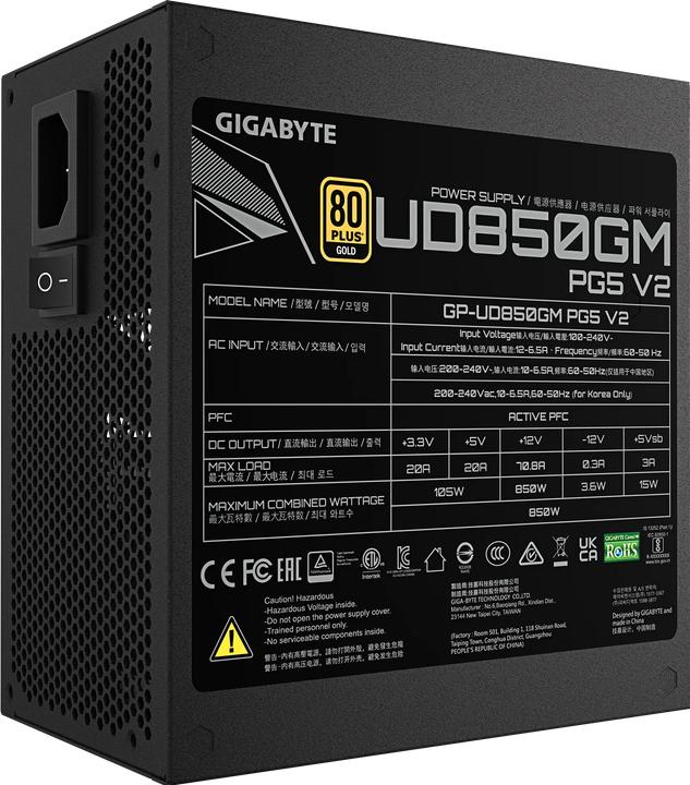 Immagine prodotto Gigabyte Alimentatore UD850GM PG5 V2 850Watt (850 W)
