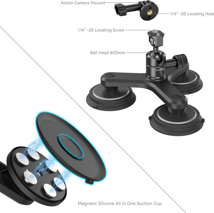 Actual product image SmallRig Triple Magnetic Suction Cup Mounting Support Kit