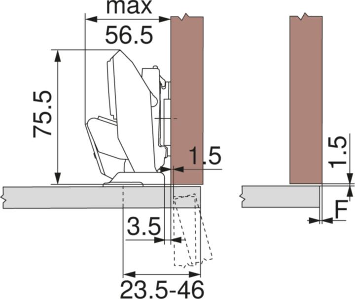 Actual product image Blum Thin-door hinges CLIP top BLUMOTION 110°