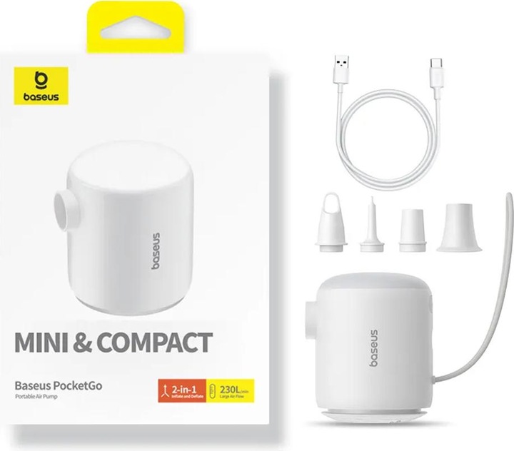 Image du produit Baseus Pompe à air portable PocketGo (blanc)
