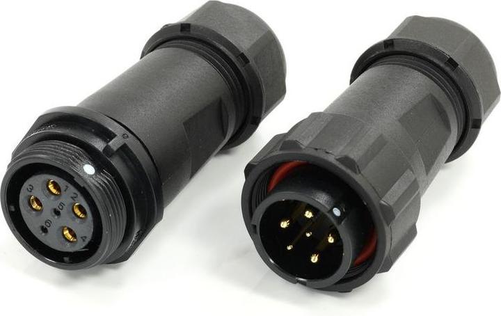 Actual product image RS PRO 21 mm circular connector plug, socket 6-pin / 25.0A cable assembly, solder connection IP68