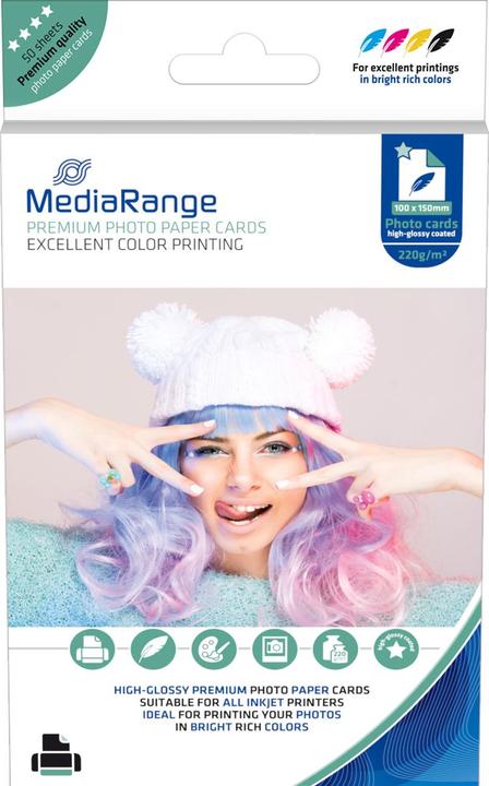 Produktbild MediaRange Hochglänzend (220 g/m², 10 x 15 cm, 50 Stk.)