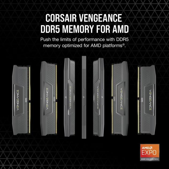 Produktbild Corsair DDR5, 6000MT/s 48GB 2x24GB DIMM, Unbuffered, 30-36-36-76, Std PMIC, AMD EXPO & Intel XMP, VENGEANCE (2 x 24GB, 4800 MHz, DDR5-RAM, DIMM)