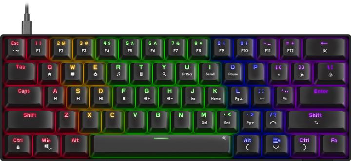 Produktbild Speedlink - ATMOS RGB Rainbow Mechanical 60% Gaming Keyboard with brown switches, black - US layout (US, Kabelgebunden, Kabellos)