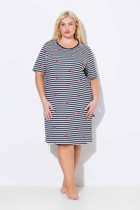 Actual product image Ulla Popken Heart Print Short Sleeve Split Neck Sleep Tee (46, 48)
