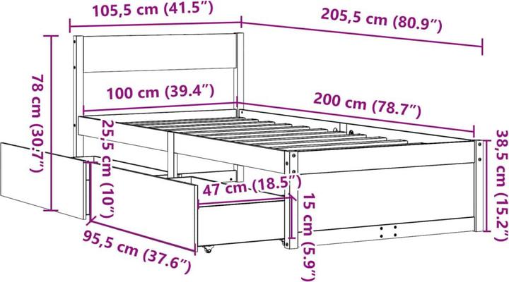 Image du produit vidaXL Bettgestell (120 x 190 cm)