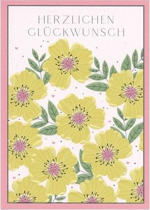 Taurus Kunstkarten Glückwunschkarte Blumen - Herzlichen Glückwunsch