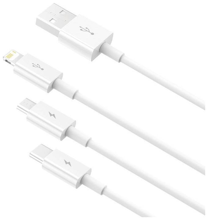Image du produit Baseus Quick Charge USB to M+L+C Superior Data 3.5A 1m (Blanc) (1 m)