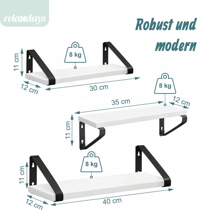 Produktbild Relaxdays Wandregal-Set (40 x 12 x 11 cm)