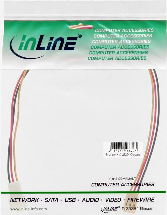 Produktbild InLine Lüfterkabel Verlängerung, 3pol Molex Stecker / Buchse, Länge 1m