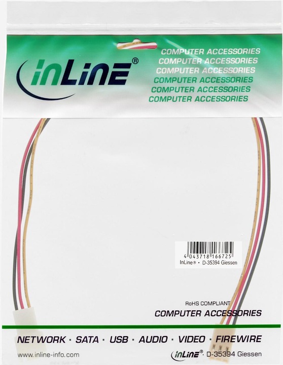 Actual product image InLine Fan cable extension, 3-pin Molex plug / socket, length 1m