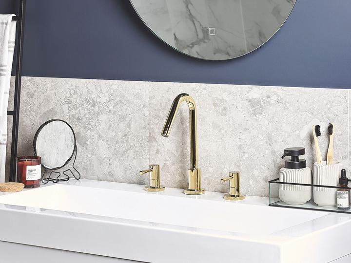 Immagine prodotto Beliani Rubinetto miscelatore lavabo 3 fori ottone oro KALAMBO
