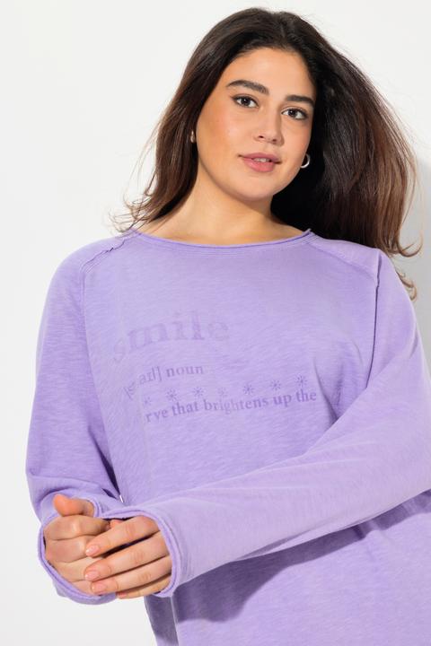 Produktbild Ulla Popken Shirt, Flock-Schriftmotiv, A-Linie, Rundhals, Langarm (50, 52)