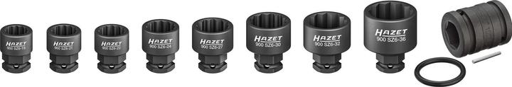 Actual product image HAZET Impact, machine screwdriver socket set (double hex.) 900SZ6/11 8-pc. (19 mm, 32 mm, 27 mm, 24 mm, 36 mm, 22 mm, 21 mm, 30 mm)