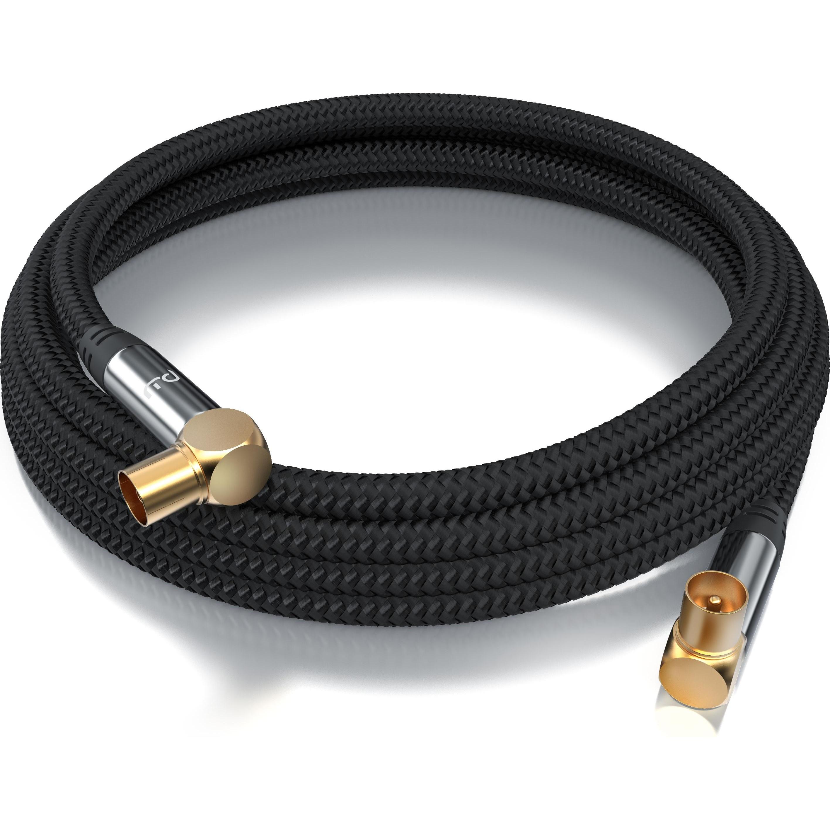 Thumbnail - Primewire HDTV Antennenkabel gewinkelt mit Braiding, Premium Koaxialkabel 135dB / 75 Ohm, TV Kabel, 4K HDTV (135 dB, Ant...