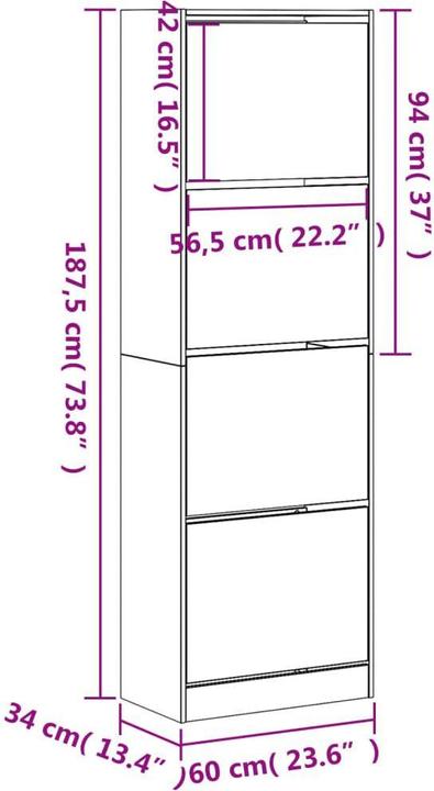 Produktbild vidaXL Nalani (60 x 34 x 187.5 cm)