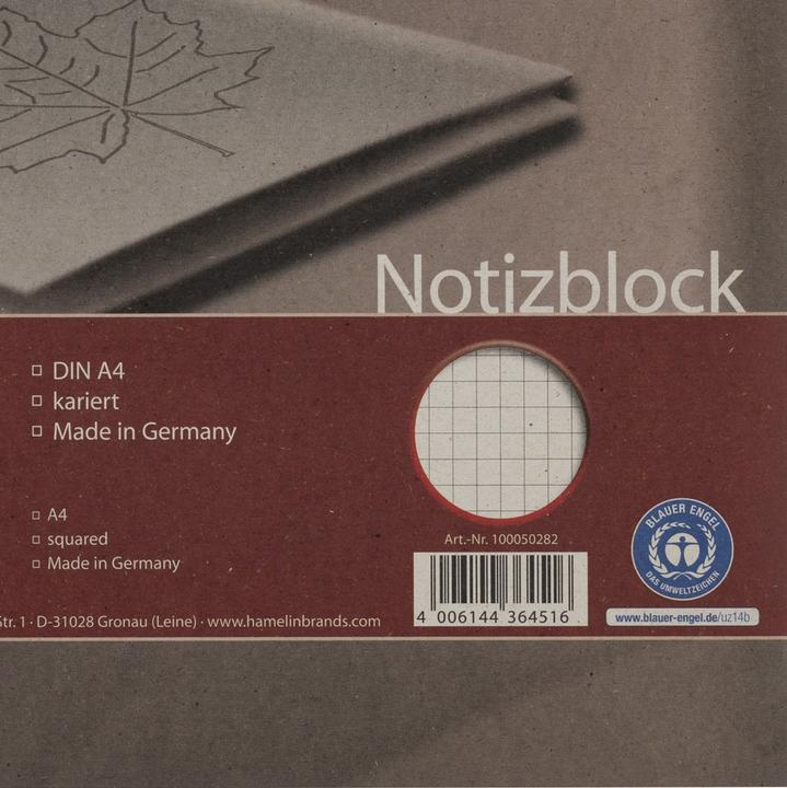 Actual product image Landré Recycling A4 folded memo pad (A4, Checked, Hardcover)