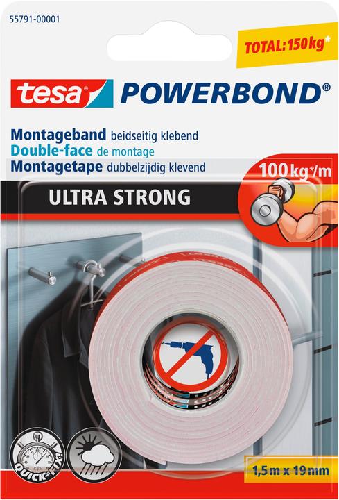 tesa Powerbond ULTRA STRONG doppelseitiges Montageband (19 mm)