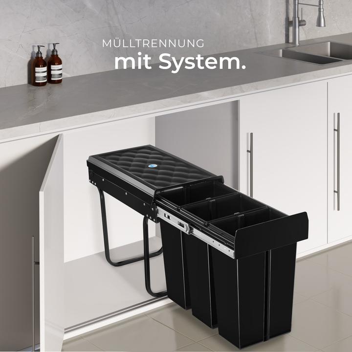 Actual product image tectake Abfallsammler Ashlyn, 3-fach Trennung, 30L, Teleskopschienen (30 l)