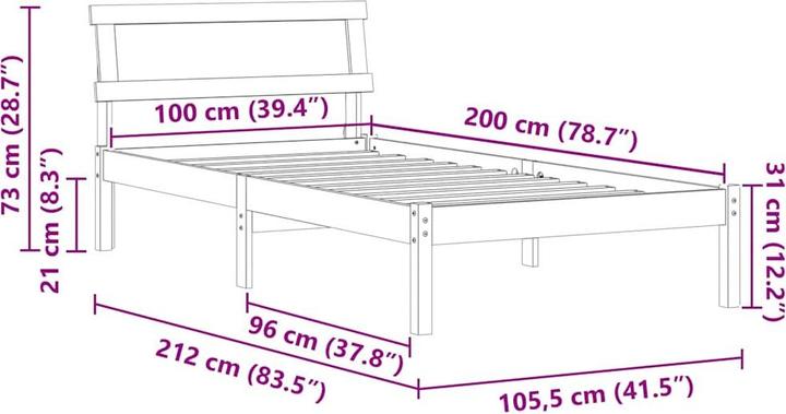 Image du produit vidaXL Bettrahmen (100 x 200 cm)