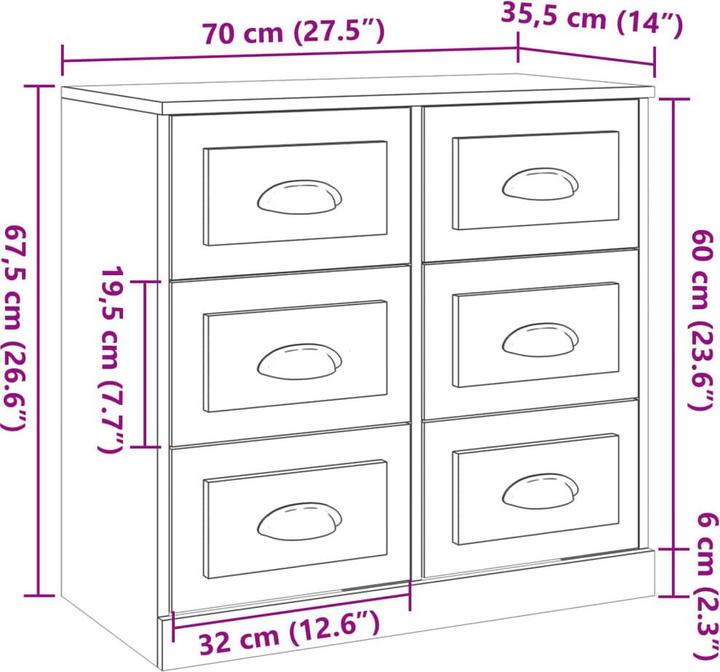 Image du produit vidaXL Sideboard (70 x 35.50 x 67.50 cm)