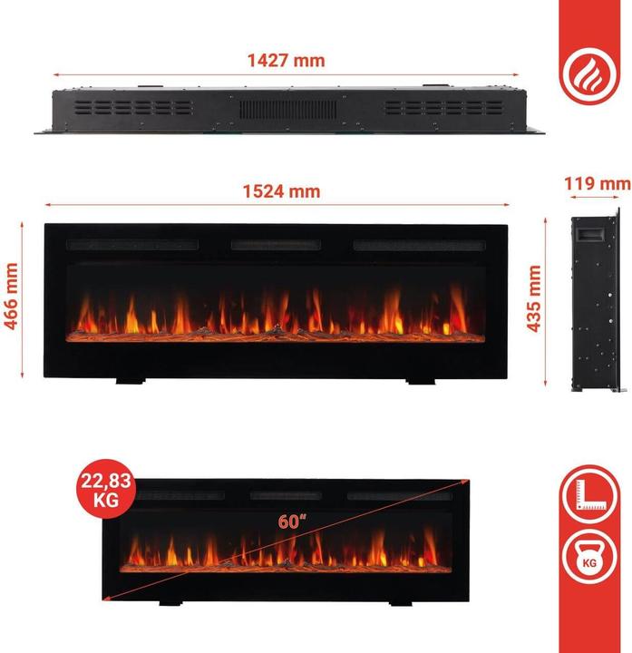 Actual product image Kaminio Marlon (152.5 x 12 x 46.5 cm)