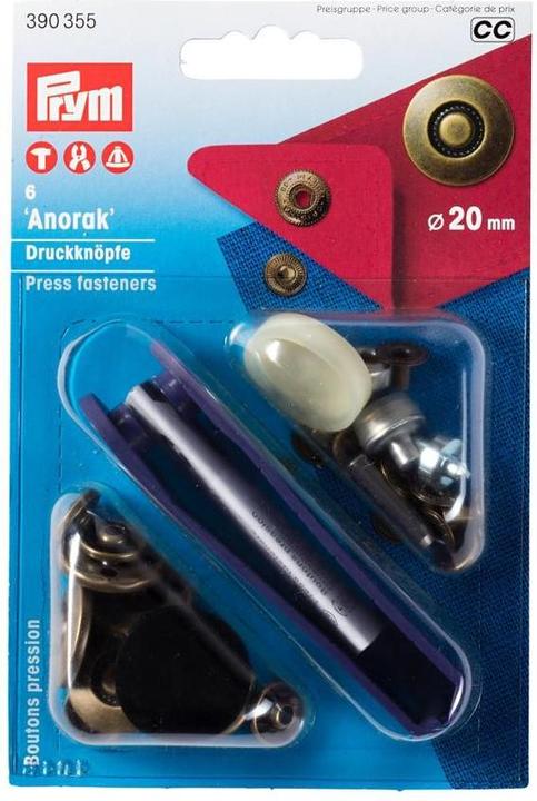 Image du produit Prym Bouton-pression Anorak, bruni mat 20 mm, carte 6 pcs.