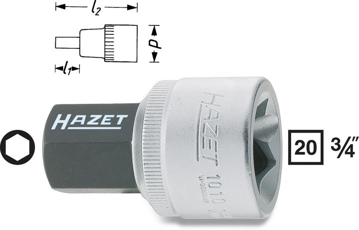 Produktbild HAZET Schraubendreher-Steckschlüsseleinsatz 1010-17 ∙ Vierkant20 mm (3/4 Zoll) ∙ Innen Sechskant Pr… (17 mm)