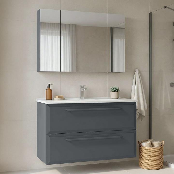 Produktbild Homitis Nuvola 100 v2 Bathroom Cabinet With Sink & Mirror Set (2 Pieces)