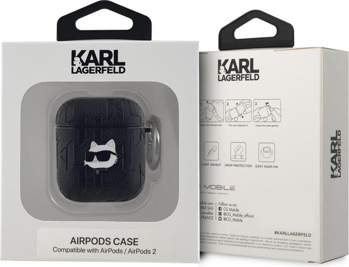 Image du produit Karl Lagerfeld KLA2PGCHPK AirPods 1/2 couverture czarny/black Monogram Choupette Head (Manchon pour casque d'écoute)