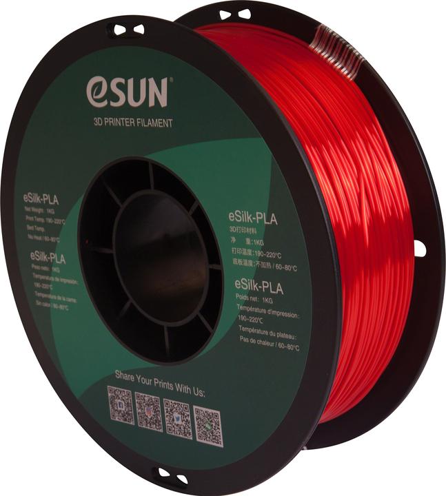 Produktbild eSUN EPLA-SILK 1,75mm RED 1kg 3D FILAMENT (PLA, 1.75 mm, 1000 g, Rot)