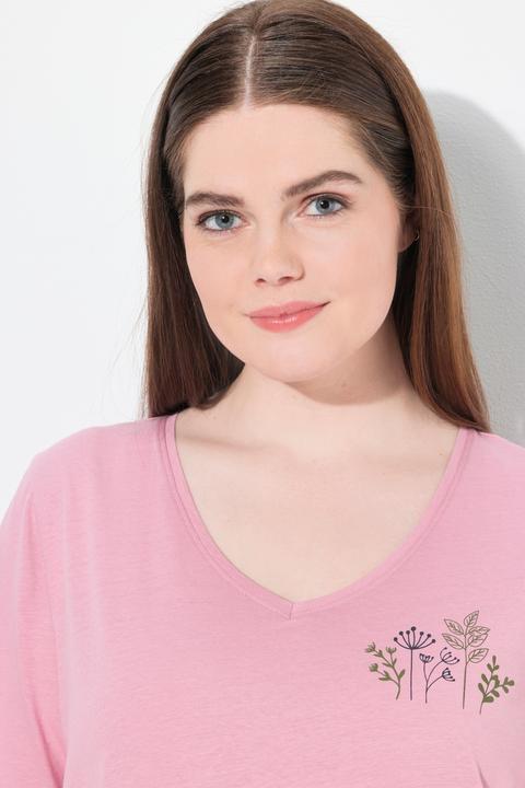 Produktbild Ulla Popken Schlafanzug-Shirt, V-Ausschnitt, Halbarm (54)