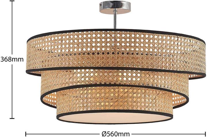 Actual product image Lucande Elowen ceiling lamp, bamboo mesh (E27)