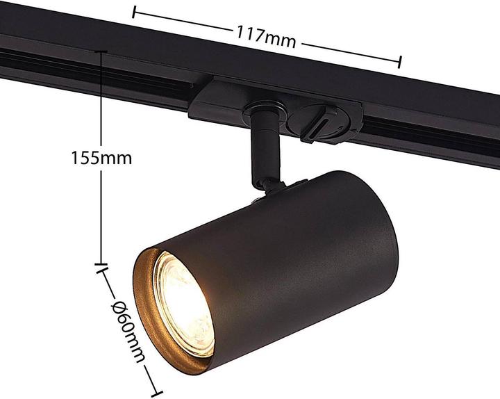 Produktbild Lindby Ties LED-Schienenstrahler, 1-Phasen schwarz (350 lm, GU10)