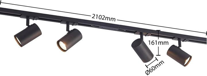Produktbild Lindby Ties 1-Phasen-Schienensystem 4-fl. schwarz