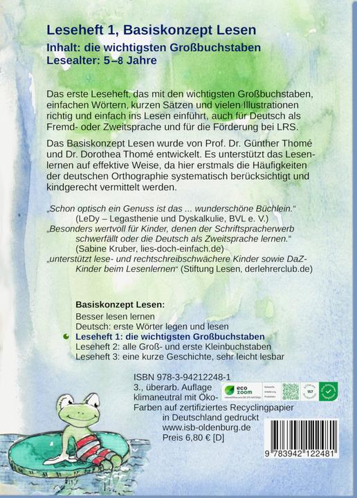 Valori nutrizionali e ingredienti Thomé:Lesen mit Biene, Frosch und Hase (Tedesco, D. Orie, Dorothea Thomé, Kurzi Shortriver, Prof Dr Günther Thomé, 2024)