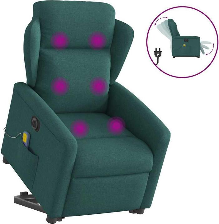 Image du produit vidaXL Fauteuil de massage électrique avec fonction releveur Vert foncé Tissu