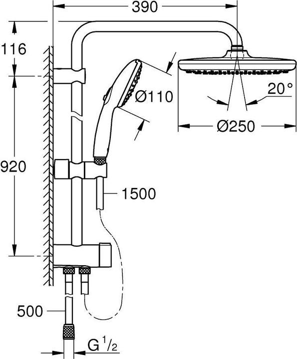 Nährwerte und Zutaten Grohe Tempesta System 250