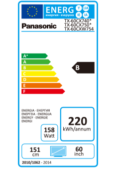 Etichetta energetica Panasonic Tx-60cxw754 (60", 4K)