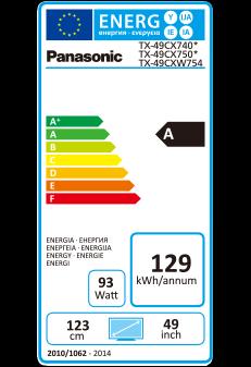 Energy Label Panasonic Tx-49cxw754 (49", 4K)