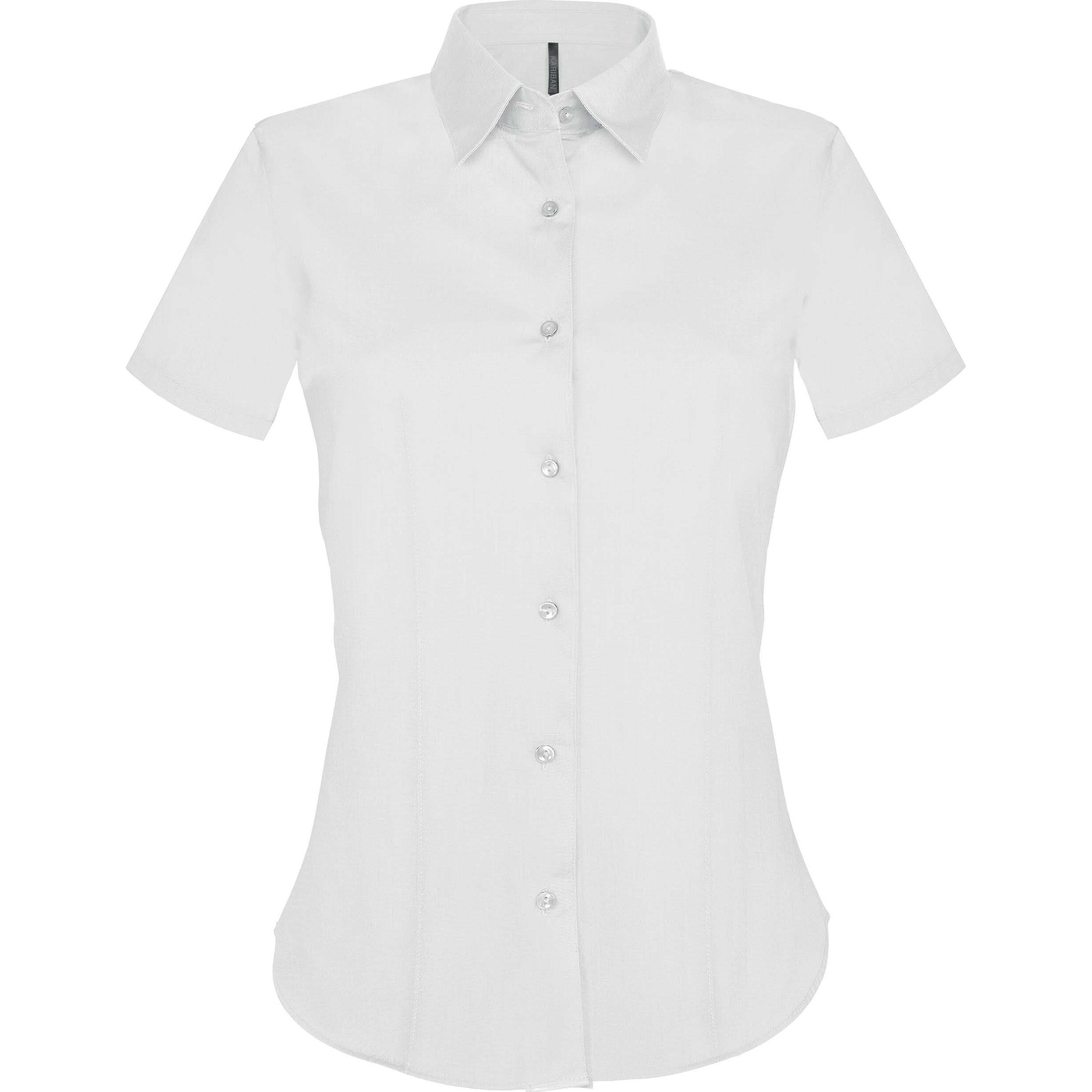 Kariban, Damen, Hemd, Damen Kurzarmbluse, Weiss, (XXL)