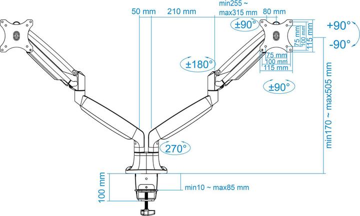Produktbild Tooq Technology SOPORTE MESA MONITOR DB3132TNR-S 13-32" 2 PANTALLAS MAX 9KG POR BRAZO (Tisch, 32", 9 kg)