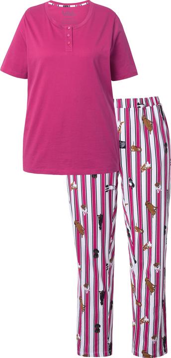 Produktbild Ulla Popken Pyjama, Zweiteiler, uni Shirt, Hose mit HotDog-Muster (50, 52)