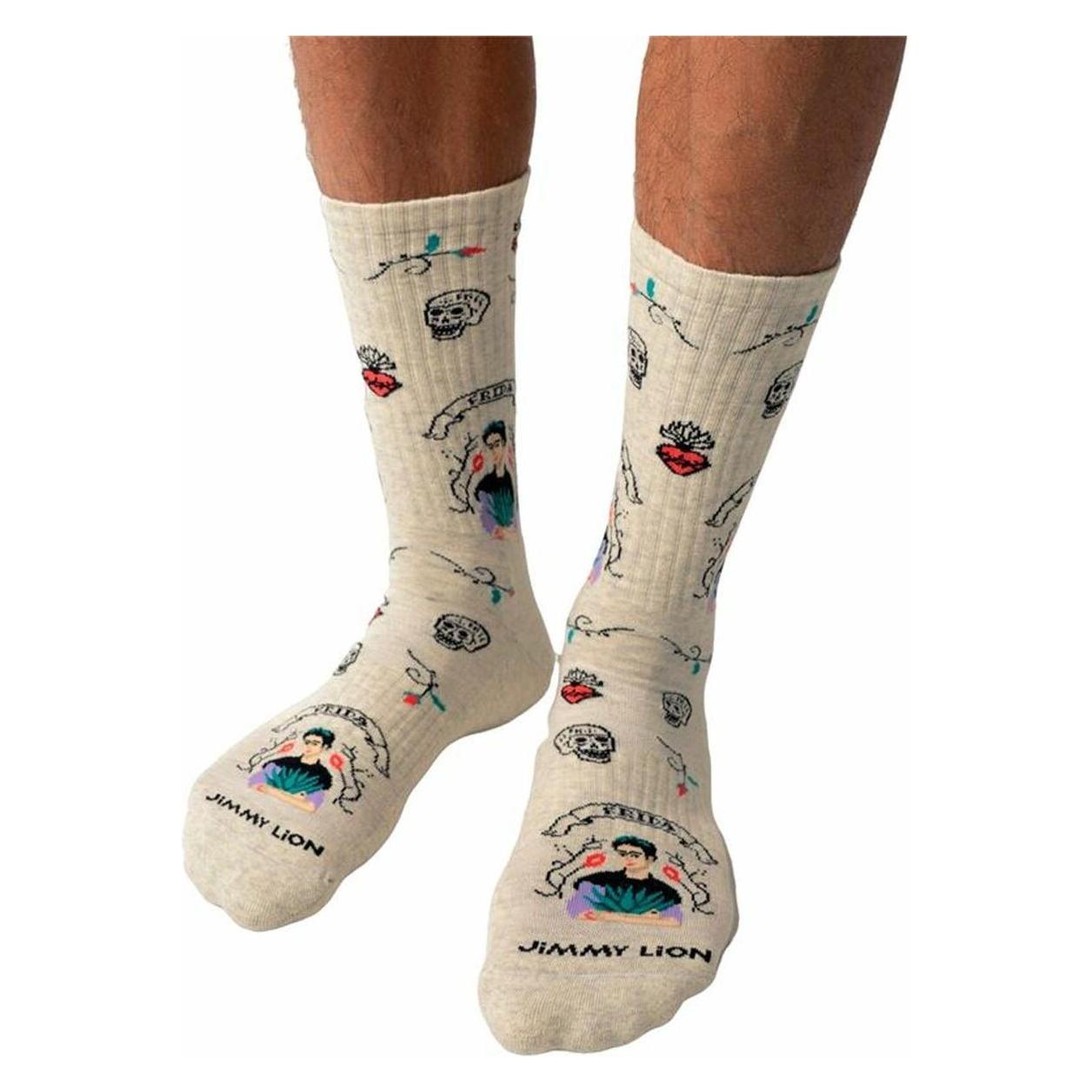 Jimmy Lion, Unisex, Sportsocken, Athletic Frida Viva Mexico (41 - 46), Beige