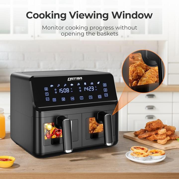 Produktbild Yashe Hot air fryer 1700 W 8 litres double basket touch screen 360 technology fast and healthy